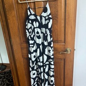 LOFT Black and White Maxi Sundress with Spaghetti Straps